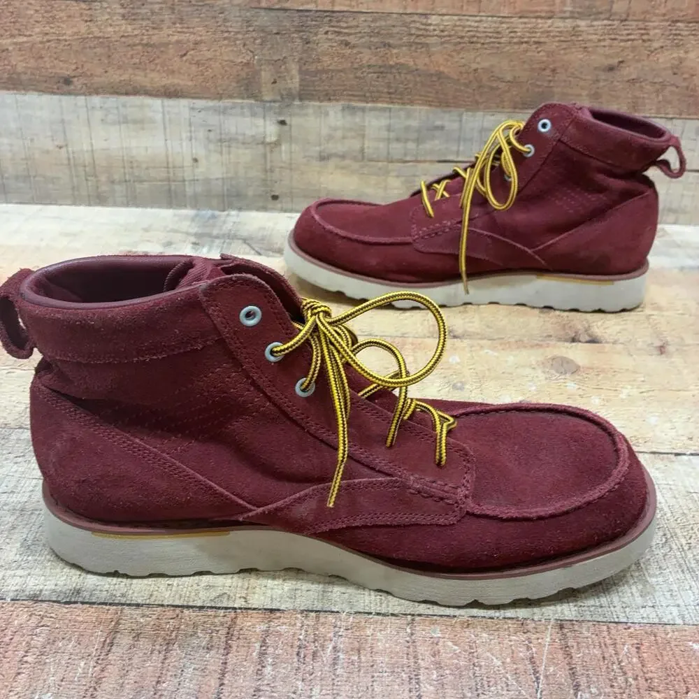 Nike Boots Mens Size 11.5 45.5 Red Suede ACG Chukka Ankle Lace Up Boots